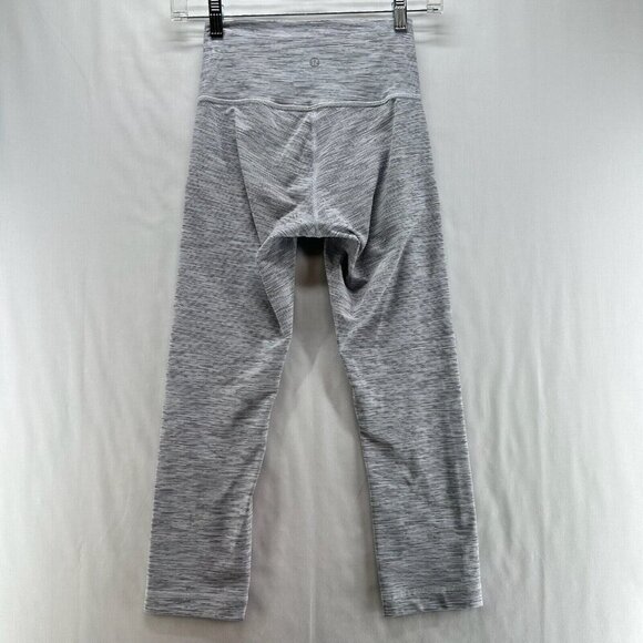 Lululemon Leggings Womens 4 Wunder Under Crop Striped Compression Athletic Gray - Picture 2 of 10